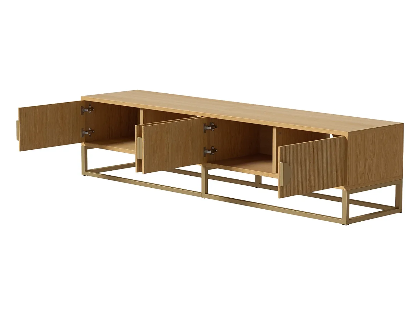 Móvel para TV de 180 cm, 4 portas, para sala de estar e quarto, branco, com puxador semicircular.