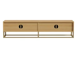Móvel para TV de 180 cm, 4 portas, para sala de estar e quarto, branco, com puxador semicircular.