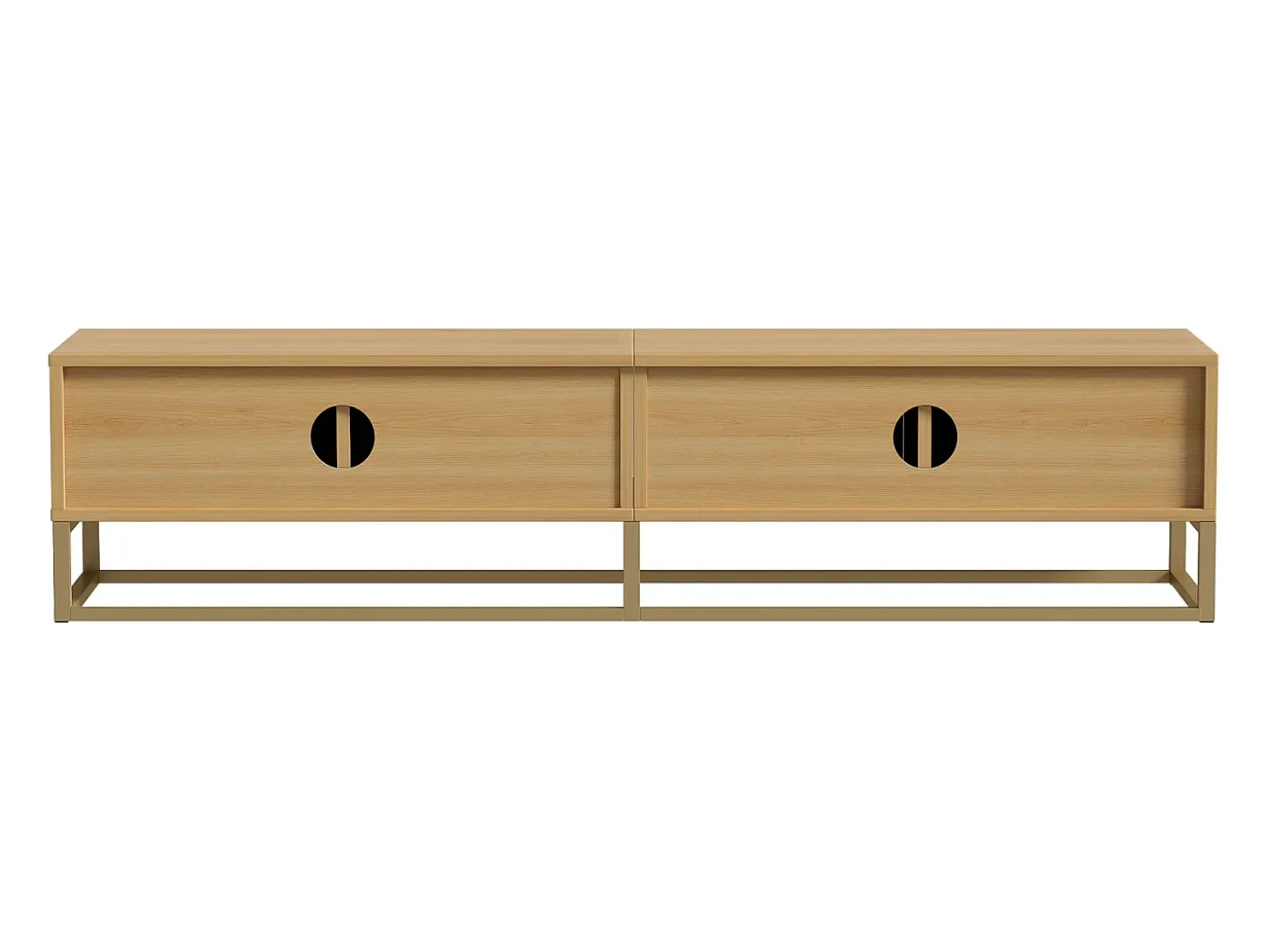 Móvel para TV de 180 cm, 4 portas, para sala de estar e quarto, branco, com puxador semicircular.