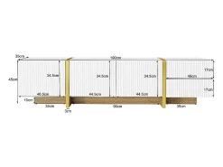 Móvel para TV de 190 cm, móvel de arrumação, 3 portas e 2 gavetas, branco com dourado e grão de madeira