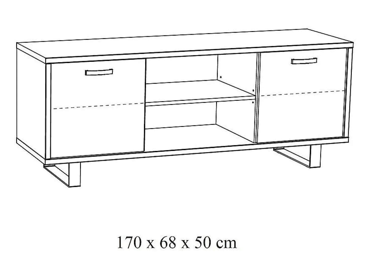 Móvel para TV de 170cm na cor carvalho dourado com 2 gavetas e 2 nichos coleção NEWTON. Pés em metal.