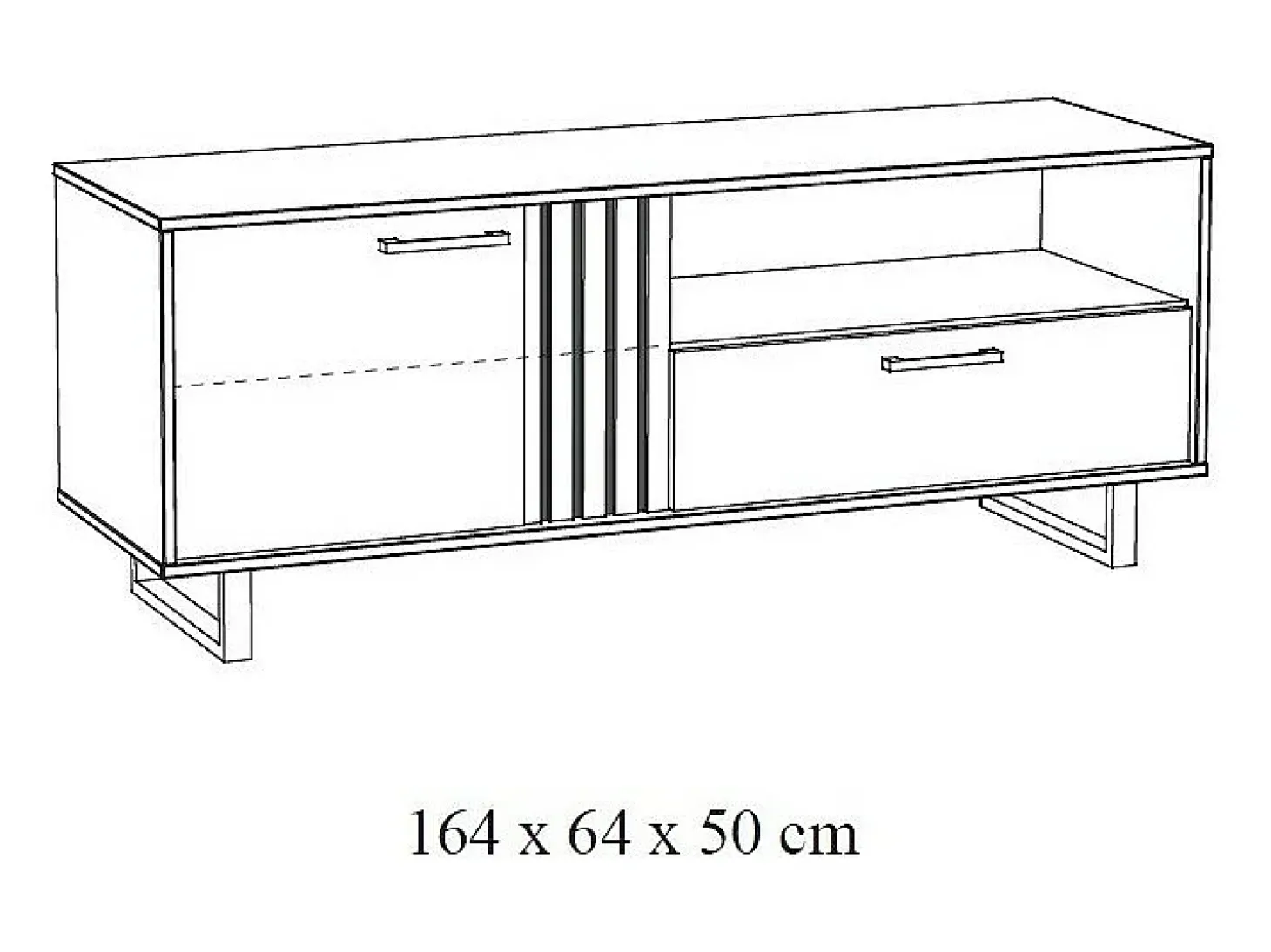 Móvel para TV de 165cm na cor carvalho claro com 2 portas e 1 nicho da coleção LOFT. Pés em metal.