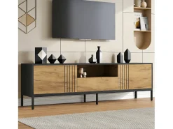 Móvel para TV de sala de estar - 170 x 35 x 50 cm - com 2 portas + 1 gaveta - para TVs de até 70 polegadas - aglomerado - cor natural