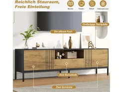 Móvel para TV de sala de estar - 170 x 35 x 50 cm - com 2 portas + 1 gaveta - para TVs de até 70 polegadas - aglomerado - cor natural