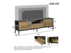 Móvel para TV de sala de estar - 170 x 35 x 50 cm - com 2 portas + 1 gaveta - para TVs de até 70 polegadas - aglomerado - cor natural