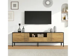 Móvel para TV de sala de estar - 170 x 35 x 50 cm - com 2 portas + 1 gaveta - para TVs de até 70 polegadas - aglomerado - cor natural