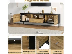 Móvel para TV de sala de estar - 170 x 35 x 50 cm - com 2 portas + 1 gaveta - para TVs de até 70 polegadas - aglomerado - cor natural