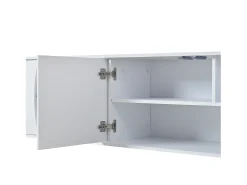 Móvel para TV de sala de estar - 180 x 40 x 45 cm - com 3 portas + LEDs - para TVs de 80 polegadas - aglomerado - branco