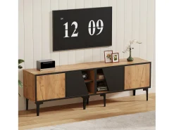 Móvel para TV de sala de estar, 160 x 36,5 x 45 cm - com 4 portas - tampo baixo com 7 pés - aglomerado - cor natural