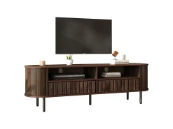 Móvel para TV de sala de estar - 160 x 40 x 48 cm - com 2 gavetas + prateleira - para TVs de 65 polegadas - MDF - marrom