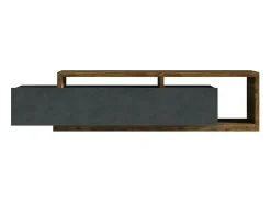 Móvel para TV design 220cm coleção BERGAME. Cores cinza e carvalho escuro.