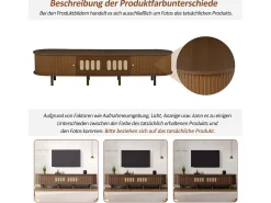 Móvel para TV em nogueira escura - 180 x 40 x 40 cm - design em rattan - com porta + 2 gavetas - MDF - marrom