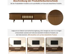 Móvel para TV em nogueira escura - 180 x 40 x 40 cm - design em rattan - com 3 portas - MDF - castanho
