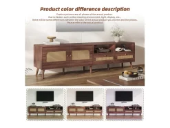 Móvel para TV em rattan com 2 gavetas e 2 portas, em madeira, para televisores de 80 polegadas, 200 x 37 x 49 cm