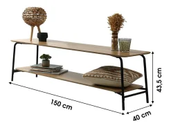 Móvel para TV estilo clássico na cor carvalho claro - dimensões 150x40xH44cm
