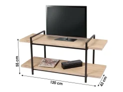 Móvel para TV estilo moderno com 2 prateleiras na cor carvalho claro 120x43xH55cm