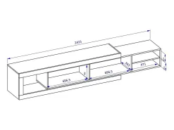 Móvel para TV extensível de 200 a 240 cm cor carvalho e branco brilhante coleção SINATRA.