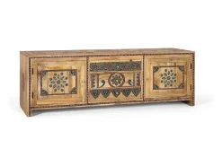 Móvel para TV fabricado principalmente em madeira de mangue, 150 cm