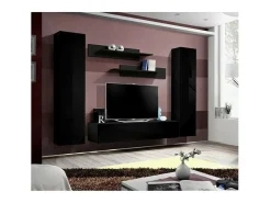 Móvel para TV FLY A1 design, cor preto brilhante. Móvel suspenso moderno e na moda para a sua sala de estar.