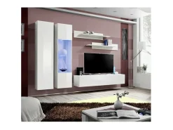 Móvel para TV FLY A5 design, cor branca brilhante + LED. Móvel suspenso moderno e na moda para sua sala de estar.