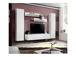 Móvel para TV FLY A1 design, na cor branco brilhante. Móvel suspenso moderno e na moda para a sua sala de estar.