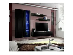 Móvel para TV FLY A4 design, cor preto brilhante + LED. Móvel suspenso moderno e na moda para a sua sala de estar.