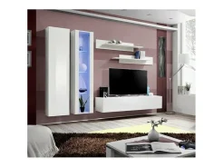Móvel para TV FLY A4 design, na cor branco brilhante + LED. Móvel suspenso moderno e na moda para a sua sala de estar.