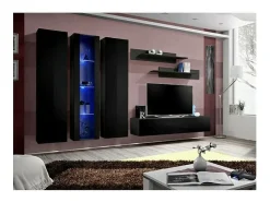Móvel para TV FLY C4 design, cor preto brilhante. Móvel suspenso moderno e na moda para a sua sala de estar.