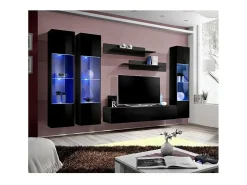 Móvel para TV FLY C3 design, cor preto brilhante. Móvel suspenso moderno e na moda para a sua sala de estar.