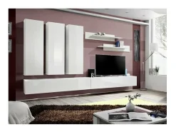 Móvel para TV FLY E1 design, cor branca brilhante. Móvel suspenso moderno e na moda para a sua sala de estar.