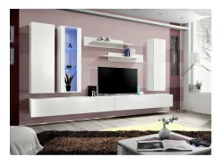 Móvel para TV FLY E4 design, na cor branco brilhante. Móvel suspenso moderno e na moda para a sua sala de estar.