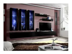 Móvel para TV FLY E3 design, cor preto brilhante. Móvel suspenso moderno e na moda para a sua sala de estar.