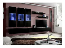 Móvel para TV FLY E3 design, cor preto brilhante. Móvel suspenso moderno e na moda para a sua sala de estar.