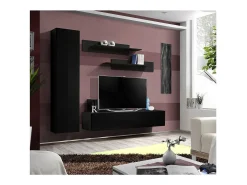 Móvel para TV FLY G1 design, cor preto brilhante. Móvel suspenso moderno e na moda para a sua sala de estar.