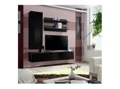 Móvel para TV FLY H1 design, na cor preto brilhante. Móvel suspenso moderno e na moda para sua sala de estar.