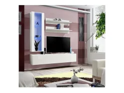 Móvel para TV FLY H2 design, na cor branco brilhante. Móvel suspenso moderno e na moda para a sua sala de estar.