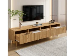 Móvel para TV moderno 178×35×45 cm - com iluminação LED - 4 gavetas - acabamento madeirado - MDF - natural