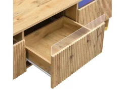 Móvel para TV moderno 178×35×45 cm - com iluminação LED - 4 gavetas - acabamento madeirado - MDF - natural