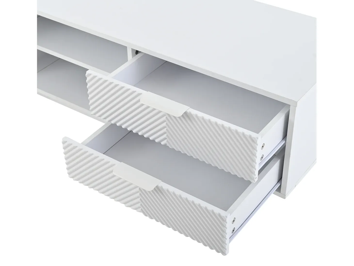 Móvel para TV moderno 200×40×50,5 cm - com 2 portas e 2 gavetas - para televisores até 80 polegadas - branco