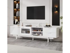 Móvel para TV moderno 200×40×50,5 cm - com 2 portas e 2 gavetas - para televisores até 80 polegadas - branco