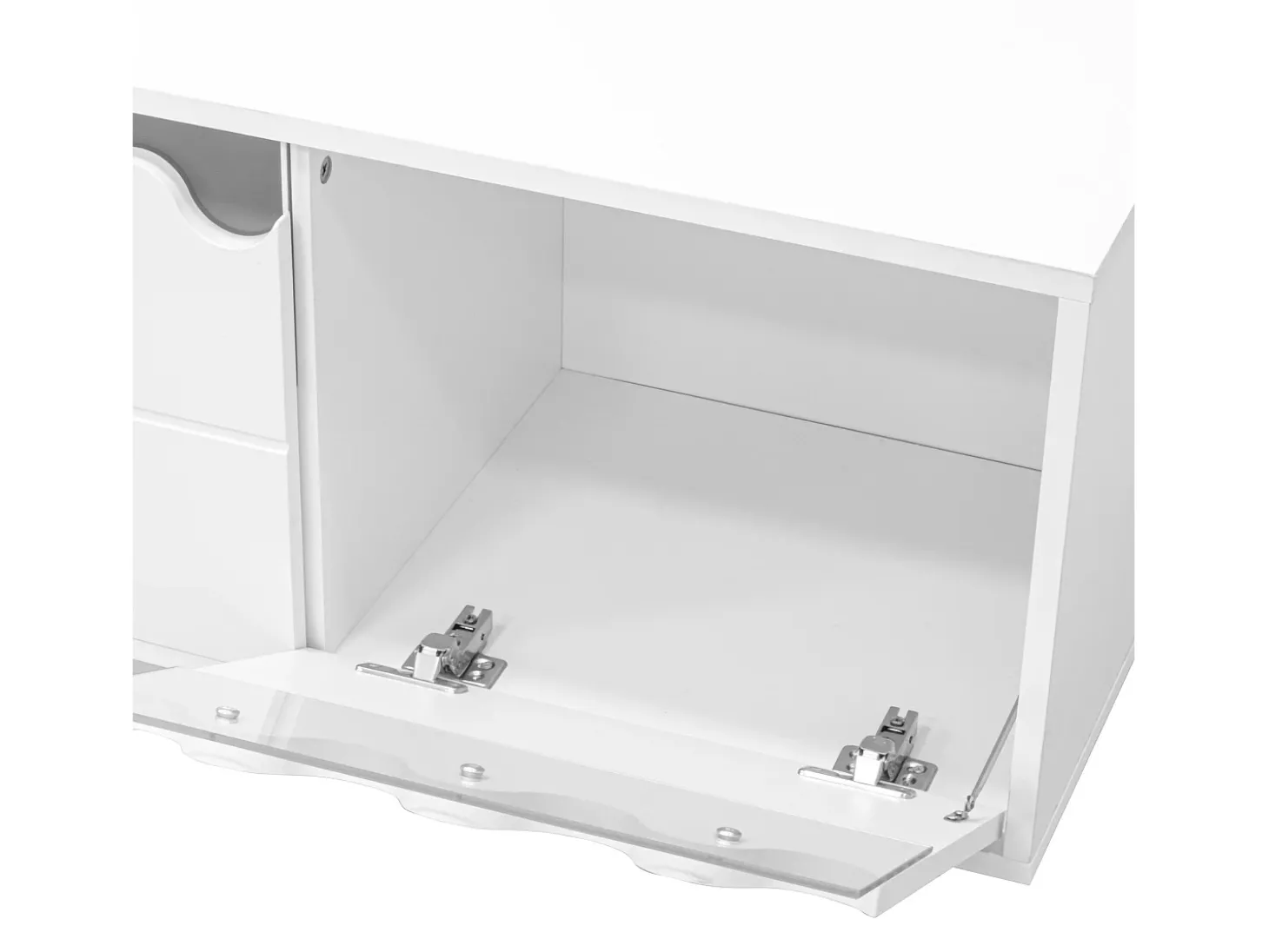 Móvel para TV moderno 170x40x45cm - com 4 portas - design ondulado - MDF + painéis de partículas - Branco