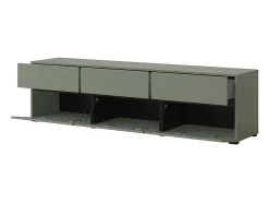 Móvel para TV na cor verde sálvia 180cm coleção HAVANA. Móvel design com 3 portas e 3 gavetas.