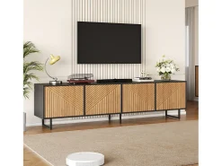 Móvel para TV para sala de estar - 180 x 40 x 50 cm - com 4 portas - para TV de 80 polegadas - aglomerado - cor natural