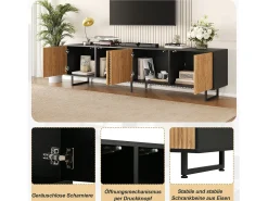 Móvel para TV para sala de estar - 180 x 40 x 50 cm - com 4 portas - para TV de 80 polegadas - aglomerado - cor natural