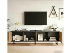 Móvel para TV para sala de estar - 180 x 40 x 50 cm - com 4 portas - para TV de 80 polegadas - aglomerado - cor natural