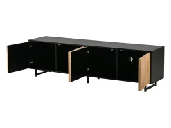 Móvel para TV para sala de estar - 180 x 40 x 50 cm - com 4 portas - para TV de 80 polegadas - aglomerado - cor natural