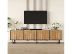 Móvel para TV para sala de estar - 180 x 40 x 50 cm - com 4 portas - para TV de 80 polegadas - aglomerado - cor natural