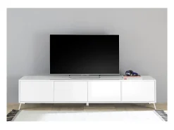 Móvel para TV SKY com 4 portas. Cor branca laqueada, ideal para uma sala moderna.