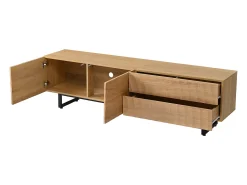 Móvel para TV texturado com 2 gavetas e 2 portas - Cor madeira 180 x 38 x 51,5 cm