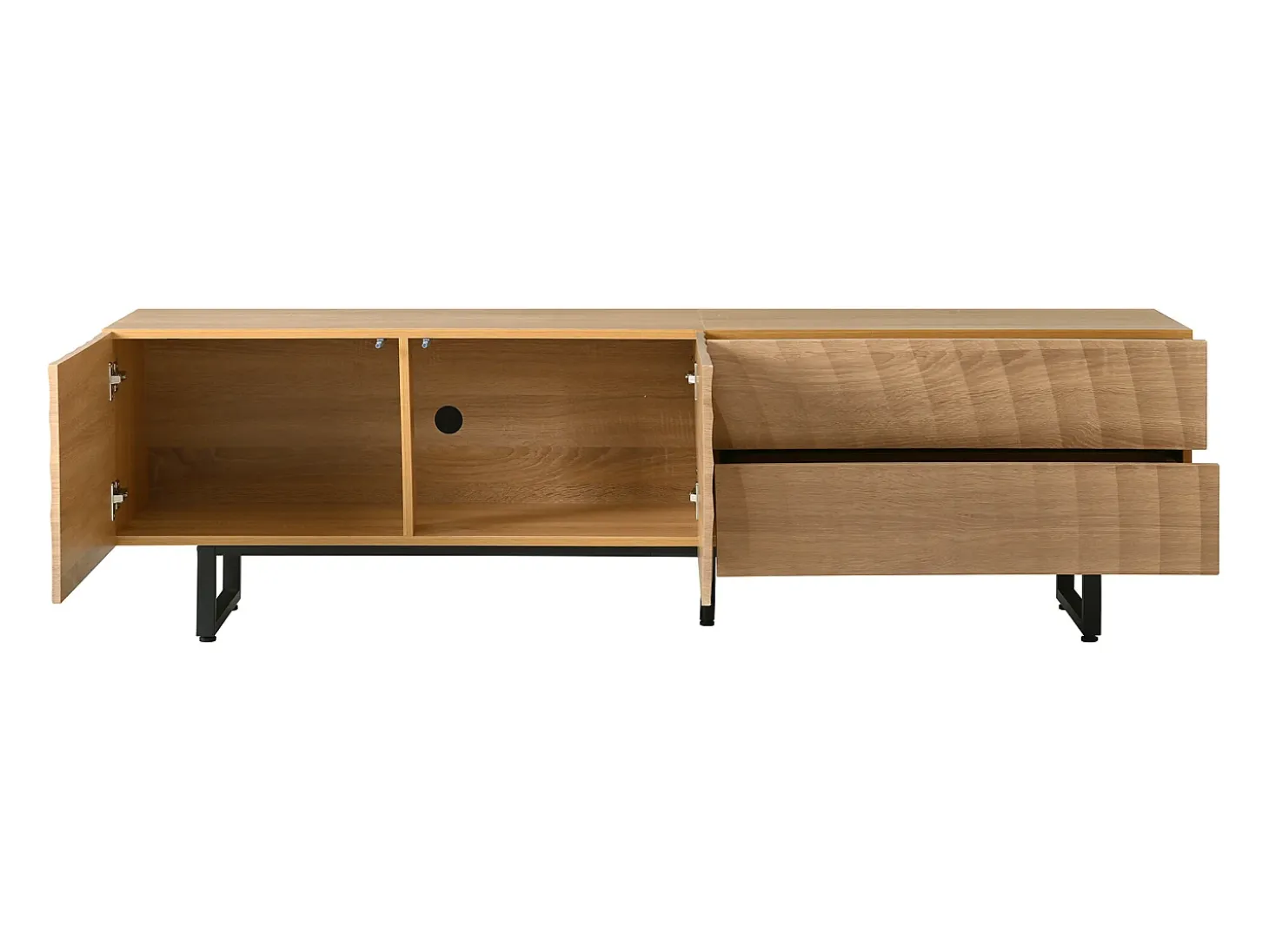 Móvel para TV texturado com 2 gavetas e 2 portas - Cor madeira 180 x 38 x 51,5 cm
